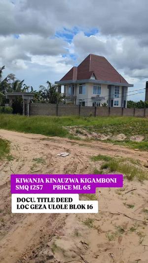 Residential Plot for Sale in Kigamboni Geza, Dar Es Salaam (1257 sqm)