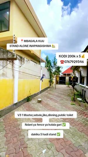 Nyumba ya vyumba vitatu inapangishwa Mbagala Kuu Kuu Stand, Dar Es Salaam