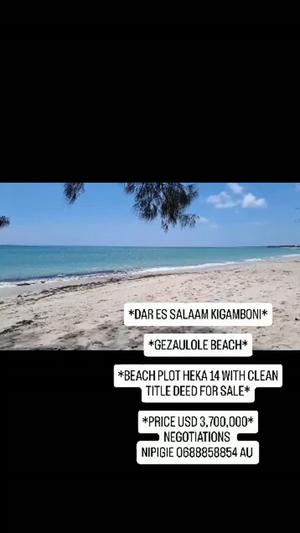 Beach Plot kinauzwa Gezaulole Beach, Dar Es Salaam (14 acre) Beach Plot kinauzwa Gezaulole Beach, Dar Es Salaam (14 acre)