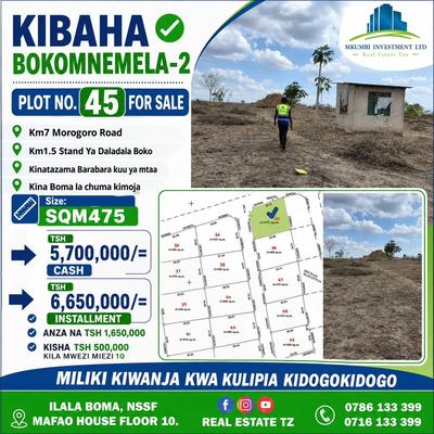 Kiwanja kinauzwa Kibaha Bokomnela, Pwani (475 sqm) Kiwanja kinauzwa Kibaha Bokomnela, Pwani (475 sqm)