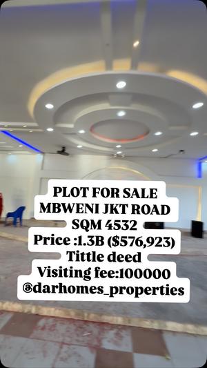 Kiwanja (Commercial Plot) kinauzwa Mbweni Jkt Road, Dar Es Salaam (4532 sqm)