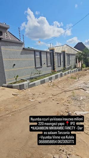 Nyumba ya vyumba vinne inauzwa Kigamboni Mikwambe Fdcty, Dar Es Salaam (700 sqm)