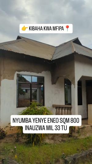 Nyumba ya vyumba vitatu inauzwa Kibaha Kwa Mfipa, Pwani (800 sqm)