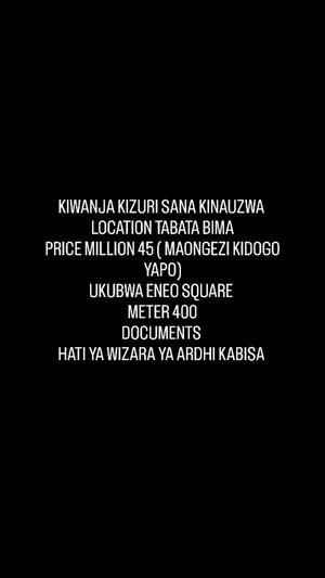 Kiwanja kinauzwa Tabata Bima, Dar Es Salaam sqm 400