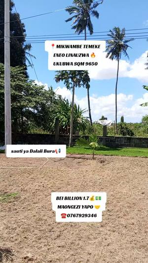 Residential Plot for Sale in Mikwambe, Dar Es Salaam (9650 sqm) Residential Plot for Sale in Mikwambe, Dar Es Salaam (9650 sqm)