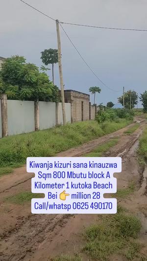 Plot for sale in Kigamboni Mbutu, Dar Es Salaam sqm 800