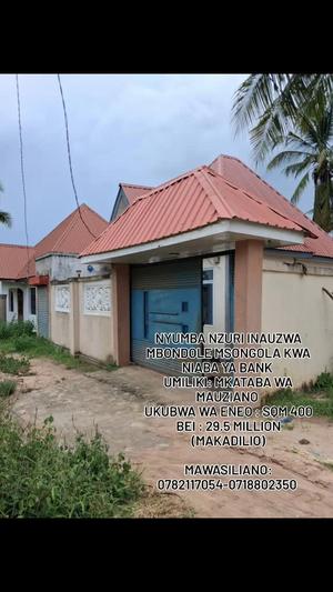 Nyumba ya vyumba vitatu inauzwa Mbondole Msongola, Dar Es Salaam (400 sqm)