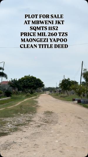 Plot for sale in Mbweni Jkt, Dar Es Salaam sqm 1152