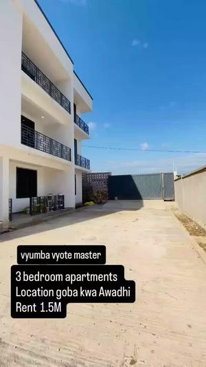 Apartment ya vyumba vitatu inapangishwa Goba Kwa Awadhi, Dar Es Salaam