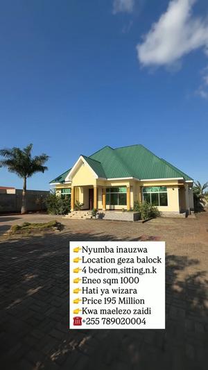 4 Bedrooms House for Sale in Kigamboni Geza Ulole, Dar Es Salaam (1000 sqm) 4 Bedrooms House for Sale in Kigamboni Geza Ulole, Dar Es Salaam (1000 sqm)