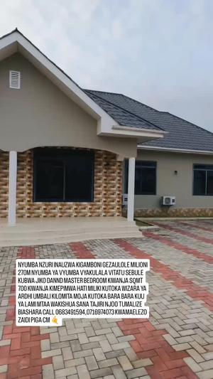 Nyumba ya vyumba vitatu inauzwa Gezaulole, Kigamboni, Dar Es Salaam (700 sqm)