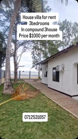 Villa ya vyumba vitatu inapangishwa Mbezi Beach, Dar Es Salaam