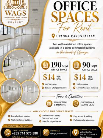 Office Space for Rent in Upanga, Dar Es Salaam (190 sqm) Office Space for Rent in Upanga, Dar Es Salaam (190 sqm)