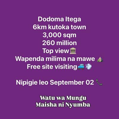 Kiwanja kinauzwa Itega, Dodoma (3000 sqm)