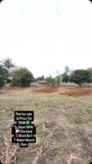 Plot for sale in Bahari Beach, Dar Es Salaam sqm 3000 Plot for sale in Bahari Beach, Dar Es Salaam sqm 3000