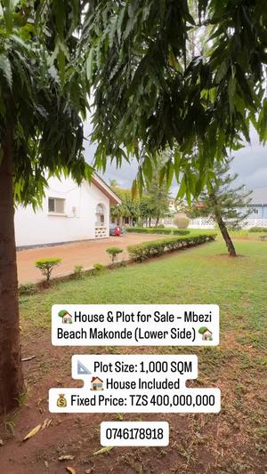 Nyumba inauzwa Mbezi Beach Makonde, Dar Es Salaam (1000 sqm)