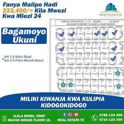 Viwanja vinauzwa Bagamoyo Ukuni, Pwani (400 sqm) Viwanja vinauzwa Bagamoyo Ukuni, Pwani (400 sqm)
