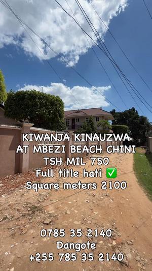 Plot for sale in Mbezi Beach Chini, Dar Es Salaam sqm 2100
