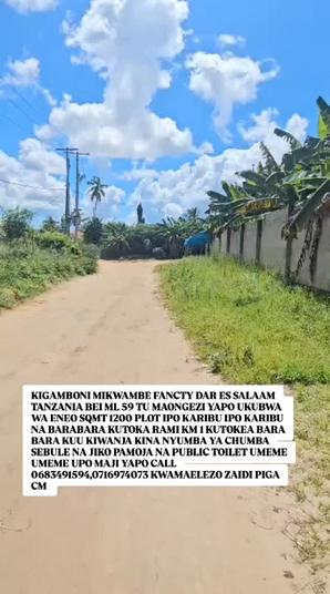 Kiwanja kinauzwa Kigamboni Mikwambe, Dar Es Salaam sqm 1200