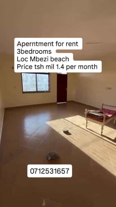 Apartment ya vyumba vitatu inapangishwa Mbezi Beach, Dar Es Salaam