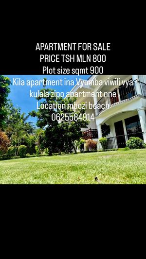 Apartment ya vyumba viwili inauzwa Mbezi Beach, Dar Es Salaam (900 sqm)