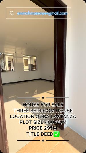 Nyumba ya vyumba vitatu inauzwa Goba Lastanza, Dar Es Salaam (400 sqm)