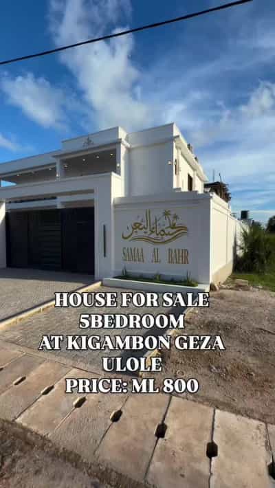 Nyumba ya vyumba vitano inauzwa KIGAMBONI GEZAULOLE, Dar Es Salaam (810 sqm)