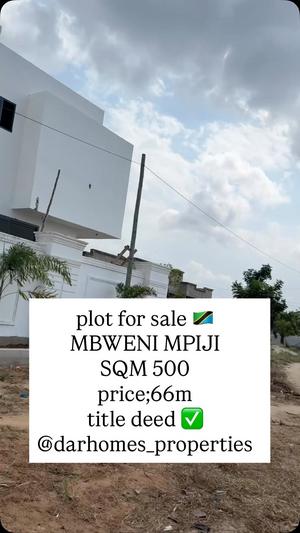 Residential Plot for Sale in Mbweni Mpiji, Dar Es Salaam (500 sqm)