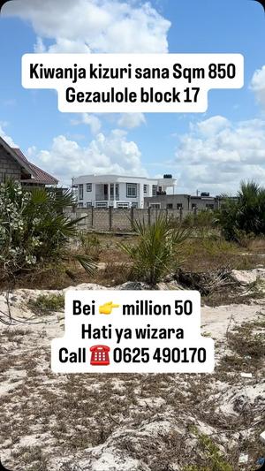 Residential Plot for Sale in Kigamboni Gezaulole, Dar Es Salaam (850 sqm)