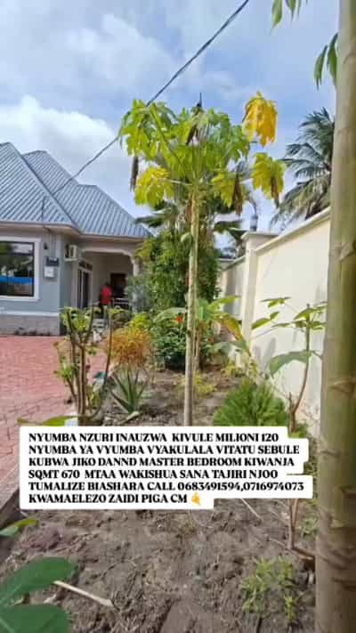 Nyumba ya vyumba vitatu inauzwa Kivule, Dar Es Salaam (670 sqm)