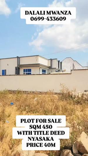 Plot for sale in Nyasaka, Mwanza sqm 450 Plot for sale in Nyasaka, Mwanza sqm 450