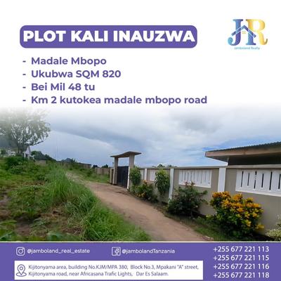 Residential Plot for Sale in Madale Mbopo, Dar Es Salaam (820 sqm) Residential Plot for Sale in Madale Mbopo, Dar Es Salaam (820 sqm)
