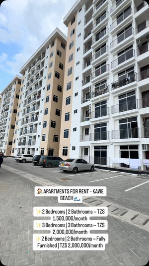 Apartment ya vyumba vitatu inapangishwa Kawe Beach, Dar Es Salaam