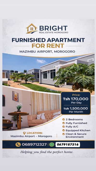 2 Bedrooms Furnished House/Apartment for Rent in Mazimbu, Morogoro