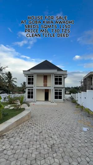 Nyumba ya vyumba vitano inauzwa Goba Kwa Awadhi, Dar Es Salaam (1150 sqm) Nyumba ya vyumba vitano inauzwa Goba Kwa Awadhi, Dar Es Salaam (1150 sqm)