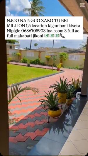 Nyumba ya vyumba vitatu inauzwa Kigamboni Kisota, Dar Es Salaam Nyumba ya vyumba vitatu inauzwa Kigamboni Kisota, Dar Es Salaam