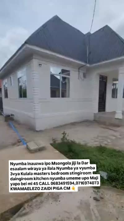 Nyumba ya vyumba vitatu inauzwa Msongola, Dar Es Salaam