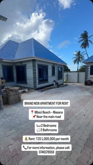 Apartment ya vyumba viwili inapangishwa Mbezi Beach, Dar Es Salaam