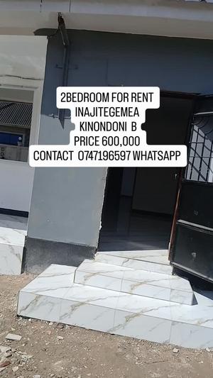 Nyumba ya vyumba viwili inapangishwa Kinondoni B, Dar Es Salaam