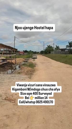 Plots for sale in Kigamboni Mwembemdogo, Dar Es Salaam sqm 450