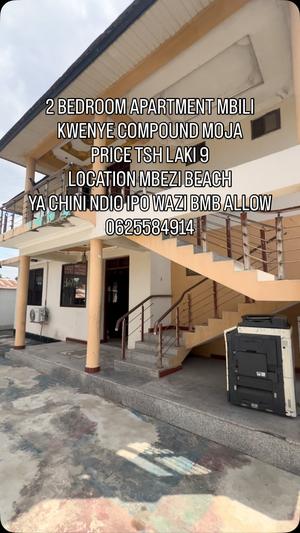 Nyumba/Apartment ya vyumba viwili inapangishwa Mbezi Beach, Dar Es Salaam