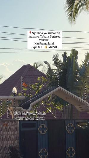 Nyumba ya vyumba vitatu inauzwa Tabata Segerea Viwanja Vya Benki, Dar Es Salaam (800 sqm)