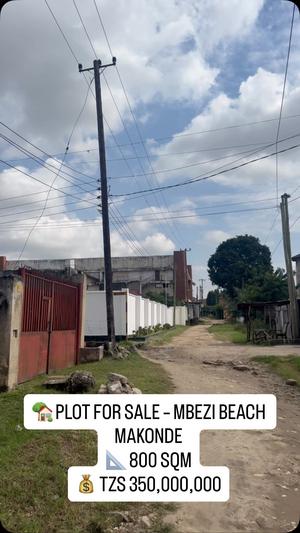 Kiwanja kinauzwa Mbezi Beach Makonde, Dar Es Salaam (800 sqm)