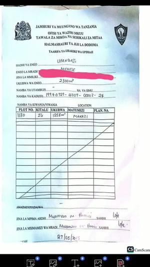 Kiwanja kinauzwa Michese Ya Mwanzo, Dodoma (1258 sqm) Kiwanja kinauzwa Michese Ya Mwanzo, Dodoma (1258 sqm)