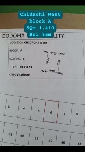 Plot for sale in Chidachi West, Dodoma sqm 1410 Plot for sale in Chidachi West, Dodoma sqm 1410