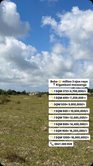 Viwanja vinauzwa Kigamboni Mwasonga, Dar Es Salaam sqm 372