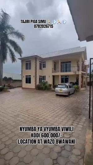 Nyumba ya vyumba viwili inapangishwa Wazo Mbawani, Dar Es Salaam
