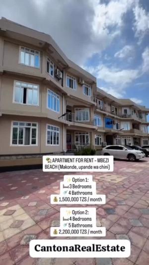 Apartment ya vyumba vitatu inapangishwa Mbezi Beach, Dar Es Salaam