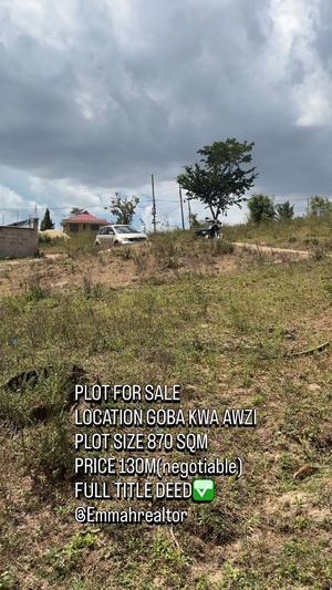 Kiwanja kinauzwa Goba Kwa Awazi, Dar Es Salaam sqm 870 Kiwanja kinauzwa Goba Kwa Awazi, Dar Es Salaam sqm 870