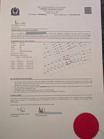 Kiwanja kinauzwa Kikombo, Dodoma sqm 1082